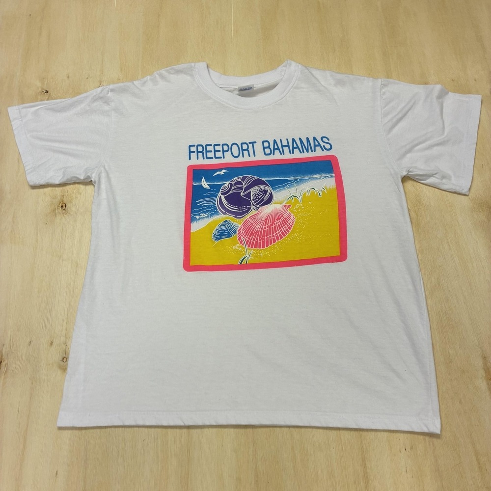 Vintage Freeport Bahamas Shirt Mens 2XL White Beach Tee T-Shirt Dorsett Tee's